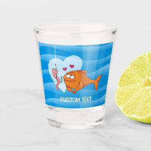 Fisch und Köder in Liebe Schnapsglas