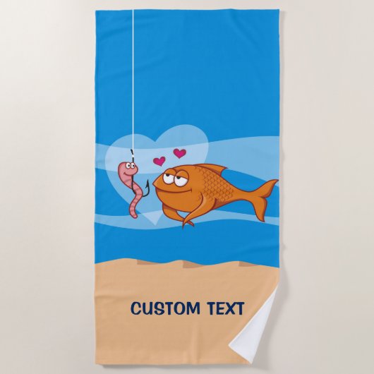 Fisch und Köder in Liebe Strandtuch (Vorderseite)