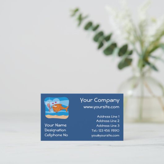 Fisch und Köder in Liebe Visitenkarte (Stehend Vorderseite)