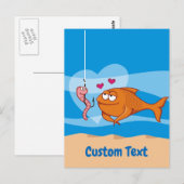 Fisch und Köder in Liebes-Postkarte Postkarte (Vorne/Hinten)