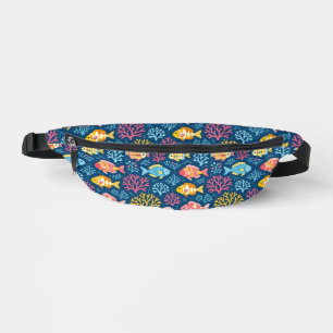 Fisch und Koralle nautisches Blau Bauchtasche