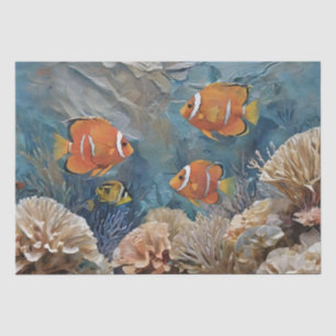 Fisch- und Korallen-Acrylgemälde  Seidenpapier