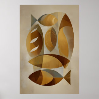 Fisch und Laibe Druck, Mitte des Jahrhunderts mode Poster