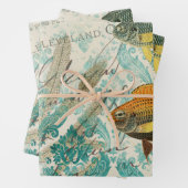 Fisch und Meeresalgen mit Schriftzeichen Geschenkpapier Set (Beispiel)