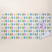 Fisch-und Muschel-Küste-Muster-Monogramm Strandtuch (Vorderseite)