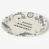 Fisch und nautisches Party Pappteller (Schrägansicht)