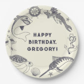 Fisch und nautisches Party Pappteller (Vorderseite)