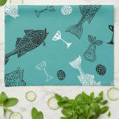 Fisch und Obst Geschirrtuch (Gefaltet)