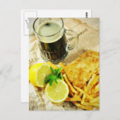 Fisch und Pommes Frites Postkarte (Vorne/Hinten)