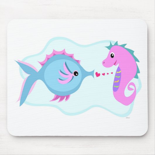 Fisch-und Seepferd-Liebe-Verbindung Mousepad (Vorne)