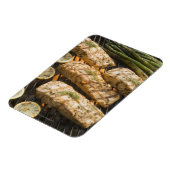 Fisch und Spargel, Grillgerichte Magnet (Linke Seite)