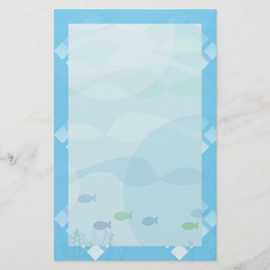Fisch und Wasser, blau Briefpapier (Vorderseite)
