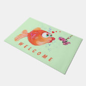 Fisch und Wurm Doormat Willkommen - Spaß Fußmatte (Schrägansicht)