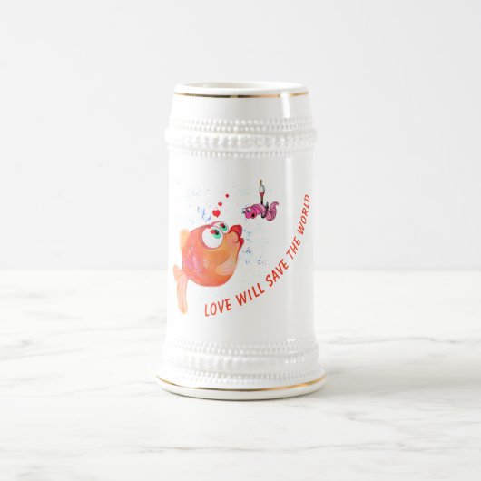Fisch und Wurmbierstein - Benutzerdefinierter Text Bierglas (Mittel)