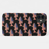 Fisch unter amerikanischer Flagge, schwarz Case-Mate iPhone Hülle (Rückseite (Horizontal))