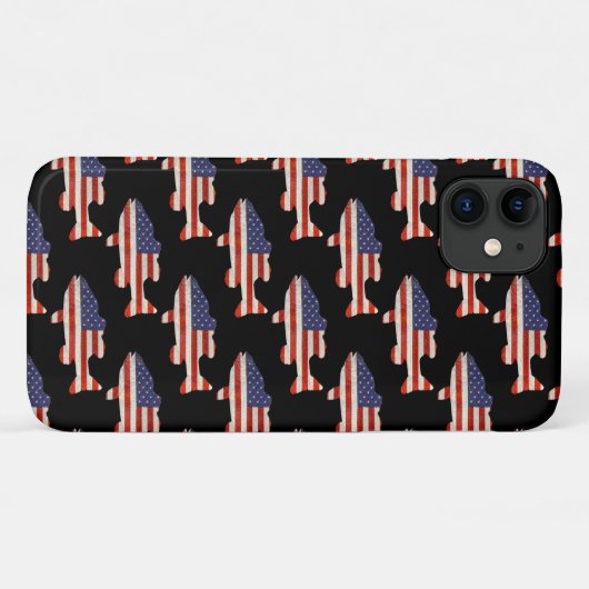 Fisch unter amerikanischer Flagge, schwarz Case-Mate iPhone Hülle (Rückseite (Horizontal))