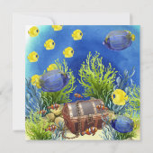 Fisch unter dem Meer, Schatztruhe Baby-Dusche Einladung (Rückseite)