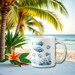 Fisch unter dem Trend nach Art des Wasserfischers Kaffeetasse