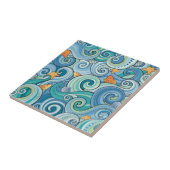 Fisch unter dem Wellenmuster Fliese (Seite)