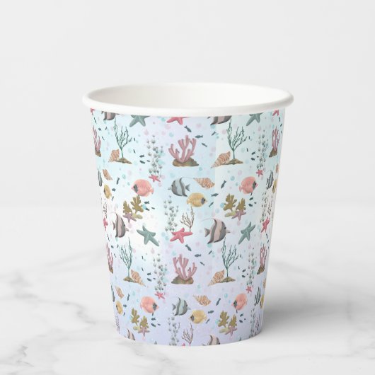 Fisch unter Meer Pappbecher (Rückseite)