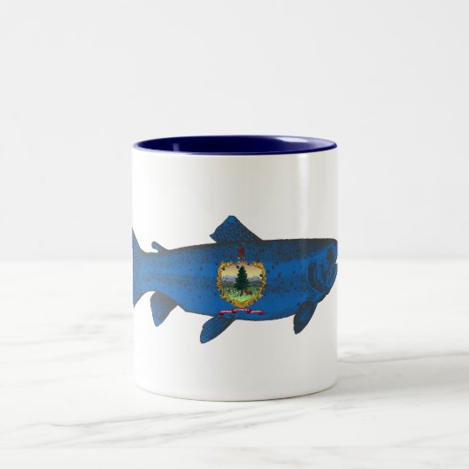 Fisch-Vermont-Flaggenforelle Zweifarbige Tasse (Mittel)