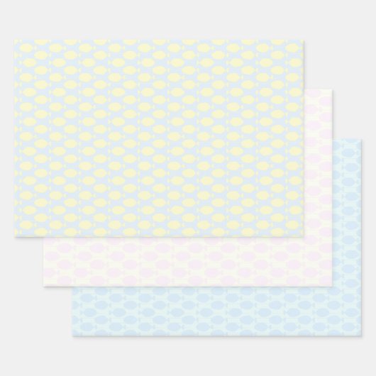 Fisch-Verpackungspapier Flachblatt-Set aus 3 Geschenkpapier Set (Set)