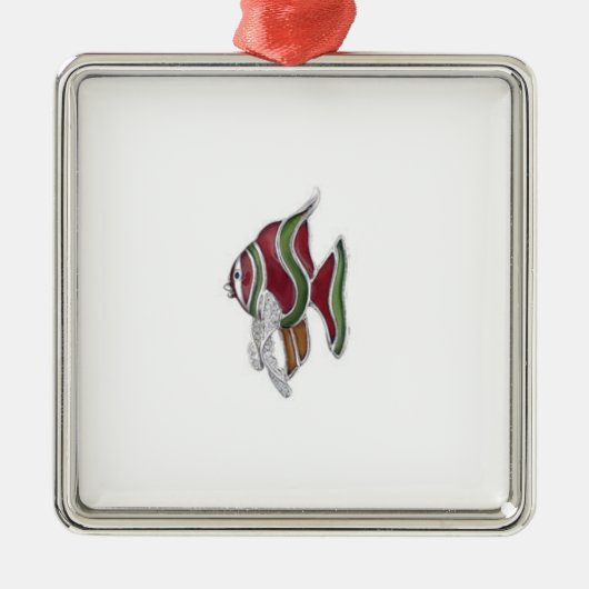 Fisch-Verzierung Silbernes Ornament (Vorne)