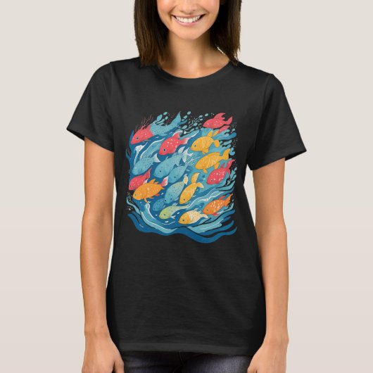 Fisch Welle Liebe T-Shirt (Vorderseite)