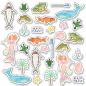 Fisch Whales Mermaids Beach Nautic Aufkleber (Vorderseite)