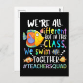 Fisch Wir sind alle verschieden wir schwimmen Lehr Postkarte (Vorne/Hinten)