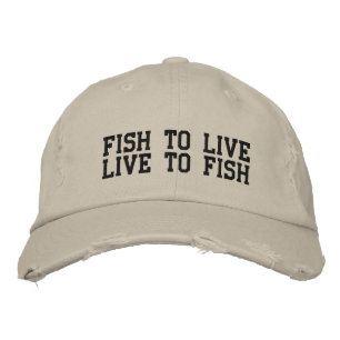 FISCH ZUM LEBEN, LEBEN ZUM FISCH BESTICKTE KAPPE