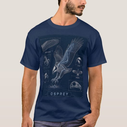 Fischadler-Anatomie-Blueprint T-Shirt (Vorderseite)