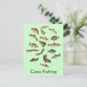 Fischart "Gone Fishing" Postkarte (Stehend Vorderseite)