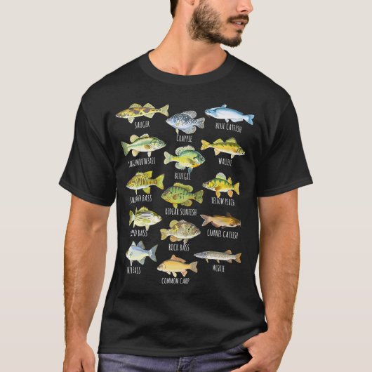 Fischarten Biologische Arten von Süßwasserfischen T-Shirt (Vorderseite)