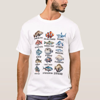 Fischarten von Süßwasserfischen Fischer T-Shirt