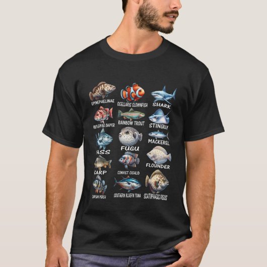 Fischarten von Süßwasserfischen Fischer T-Shirt (Vorderseite)