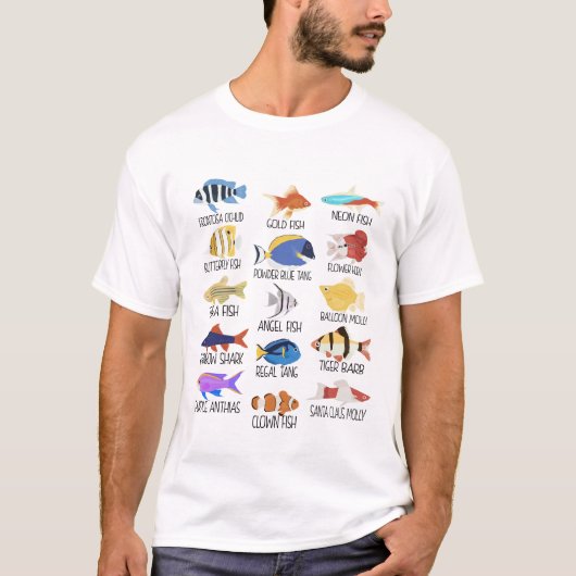 Fischarten von Süßwasserfischen Fischer T-Shirt (Vorderseite)