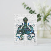 Fischartige blaue Krake Postkarte (Stehend Vorderseite)