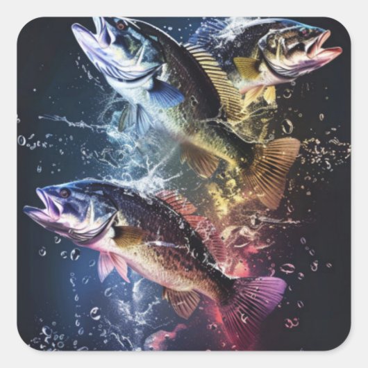 Fischaufkleber Quadratischer Aufkleber (Vorderseite)