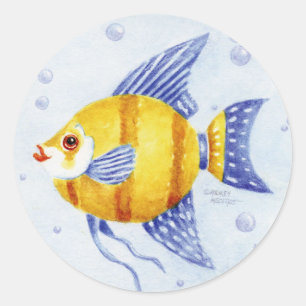 Fischaufkleber Whimsischer Angelfisch Runder Aufkleber