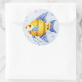 Fischaufkleber Whimsischer Angelfisch Runder Aufkleber (Tasche)