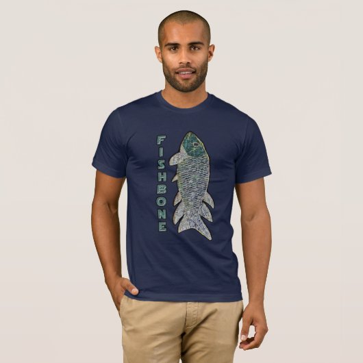 FischBone mit vertikalem Text T-Shirt (Vorne ganz)