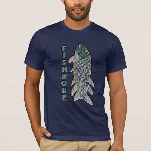 FischBone mit vertikalem Text T-Shirt (Vorderseite)