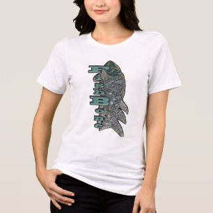 FischBone mit vertikalem Text Tri-Blend Shirt