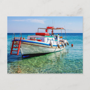 Fischboot am super paradise Strand. Postkarte