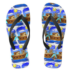 Fischboot Cartoon  Badesandalen