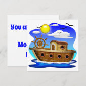 Fischboot Cartoon Einladung (Vorne/Hinten)