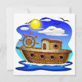 Fischboot Cartoon Einladung (Vorderseite)