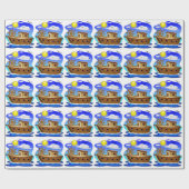 Fischboot Cartoon Geschenkpapier (Flach)