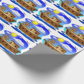Fischboot Cartoon Geschenkpapier (Ecke)
